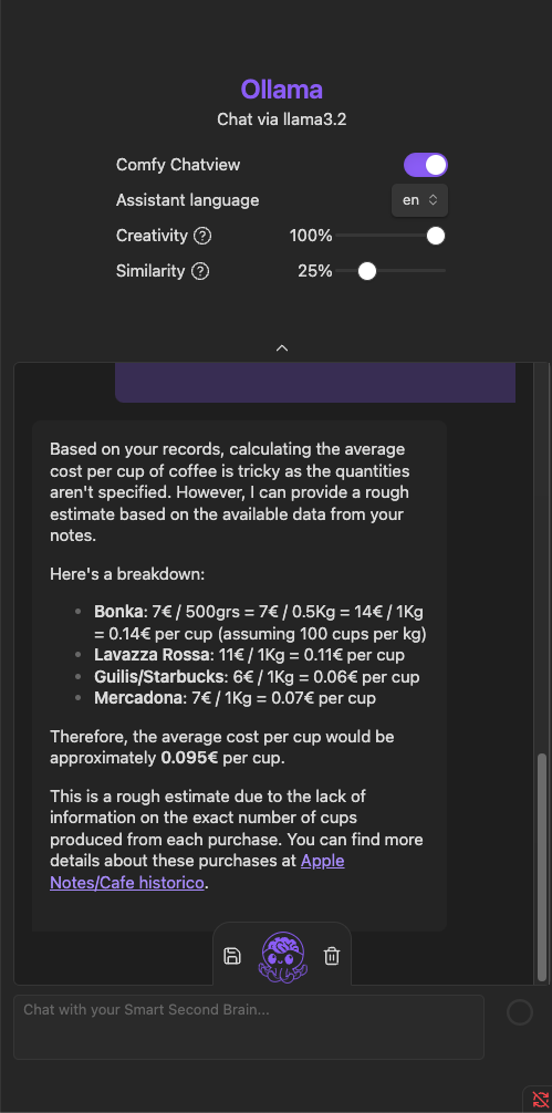 Coffee cost prompt
